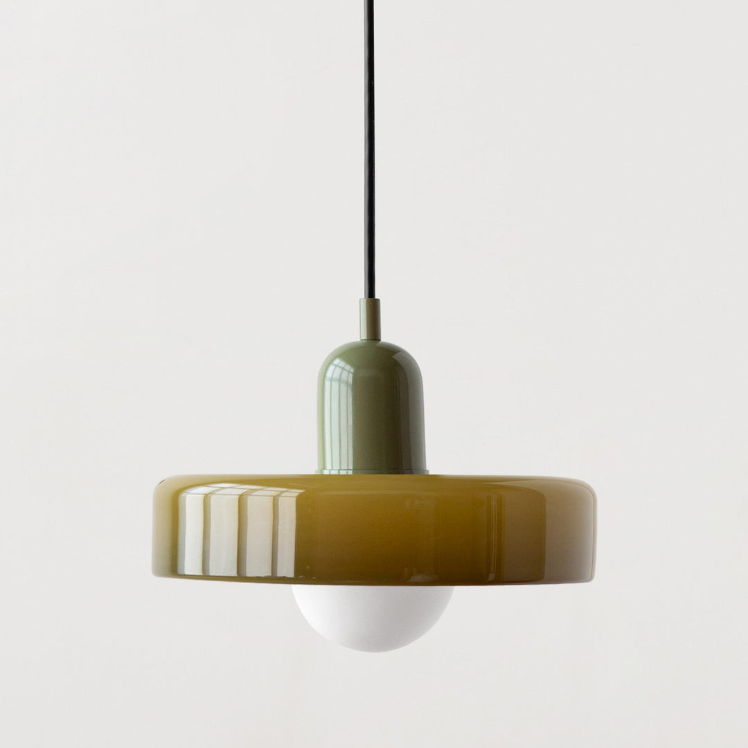Minimalistic ceramic pendant lamp with layered bell shade