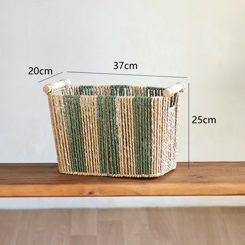 Handcrafted storage basket with natural fiber