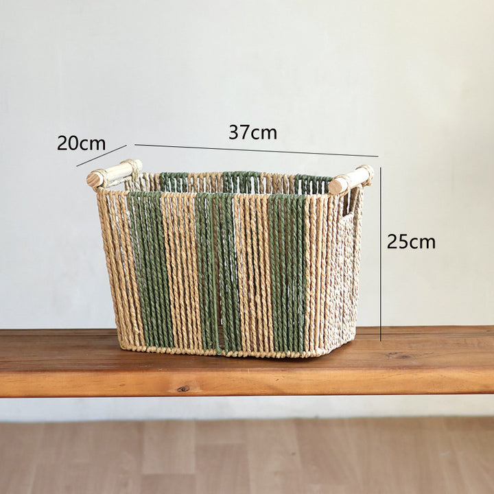 Handcrafted storage basket with natural fiber
