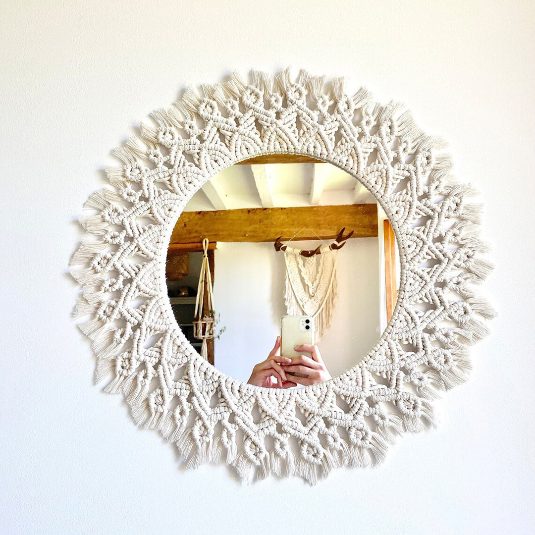 Decorative Macrame Round Wall Mirror