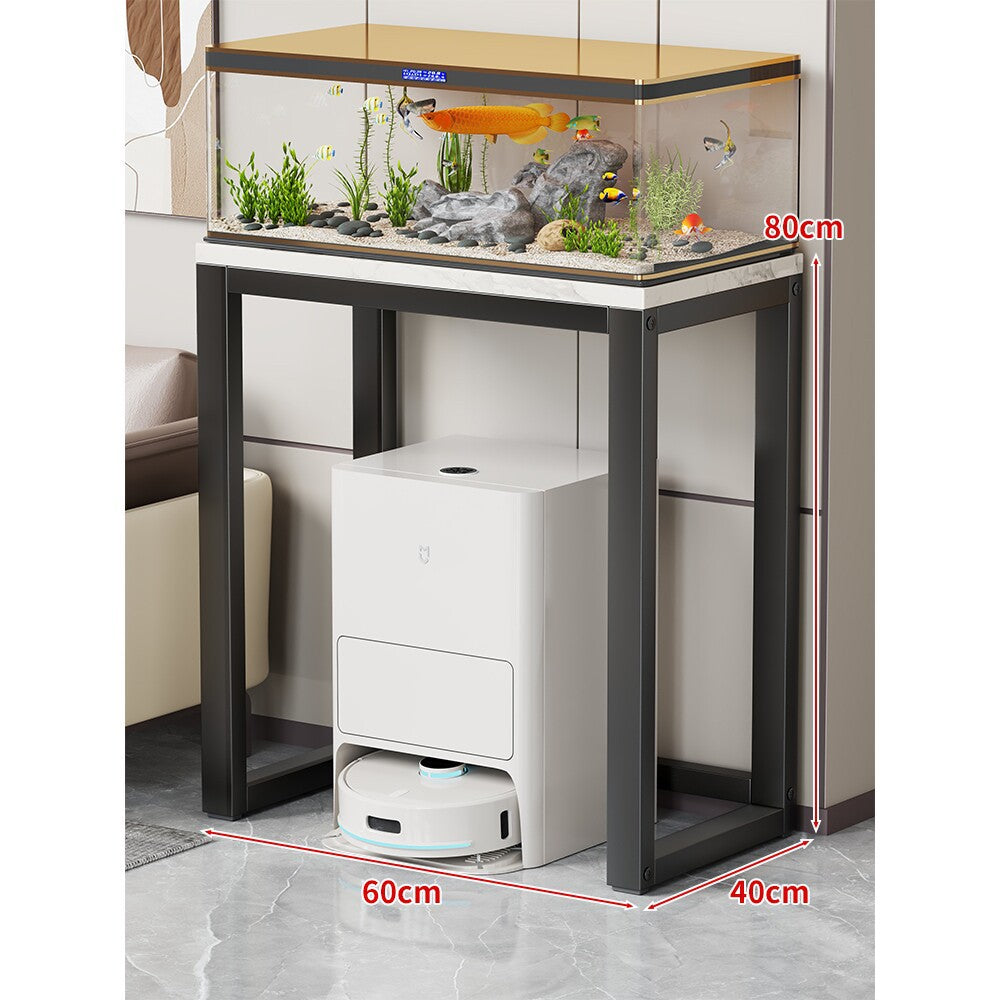 Modern Metal Frame Aquarium Console Table with Integrated LED Hood