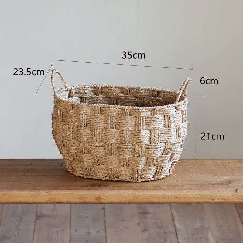 Storage baskets made of woven natural material