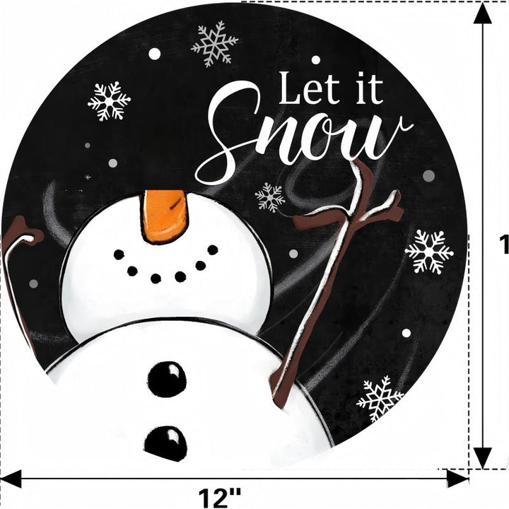 Decorative wooden sign with winter motifs