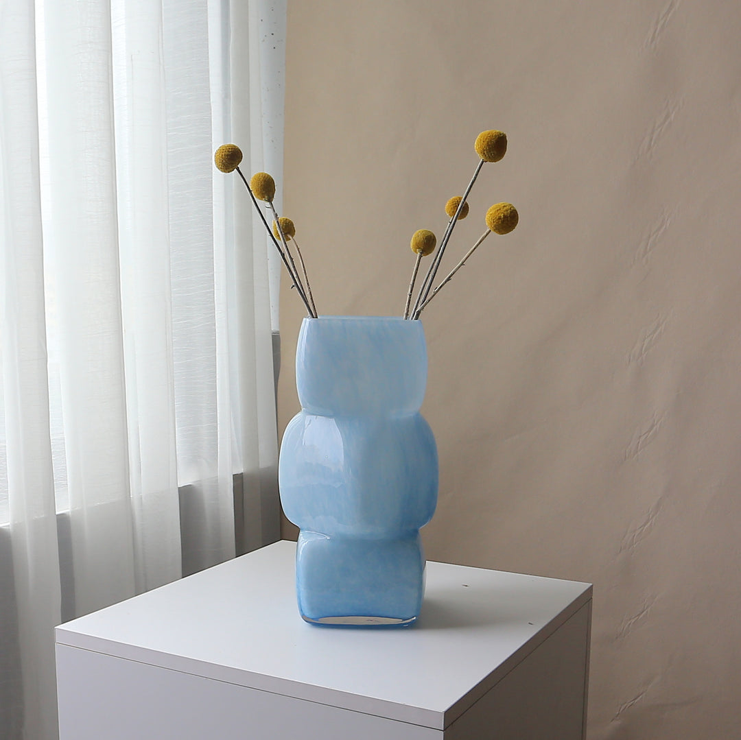 Ceramic Stacked Sculptural Centerpiece Vase with High-Gloss Glaze