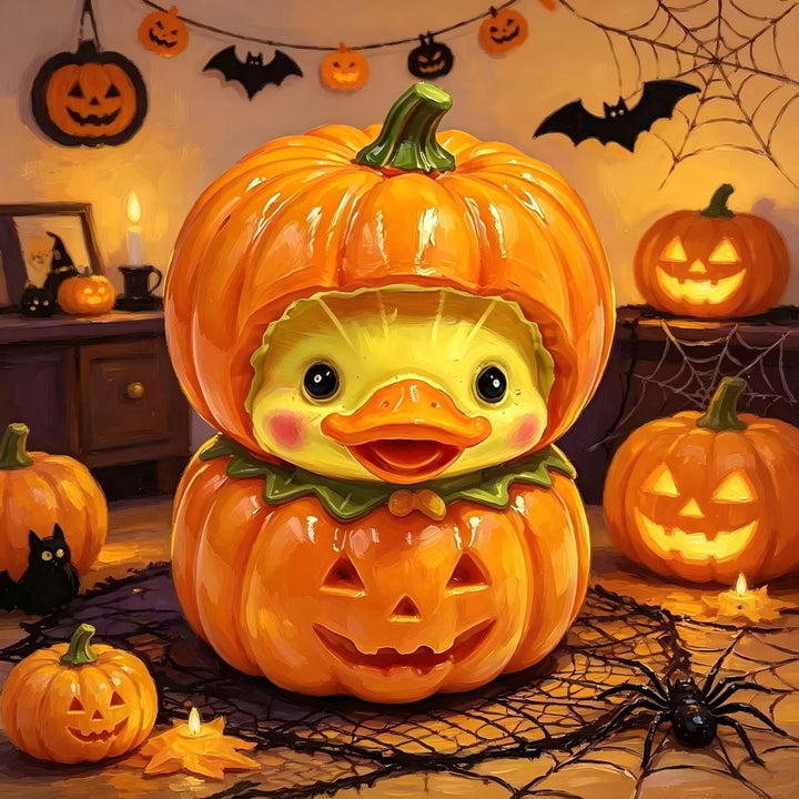 Funny rubber duck with berry pot cut
