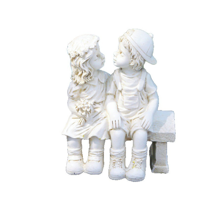 Cute Children Sitting Sculpture
