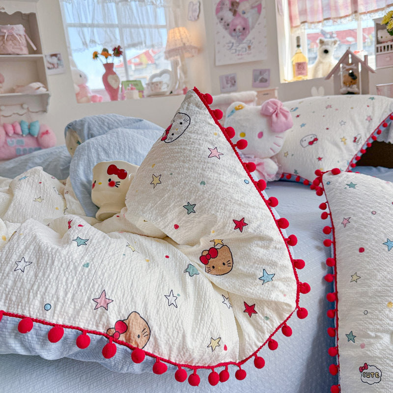 Heart Patterned Decorative Pillow and Duvet Cover Set