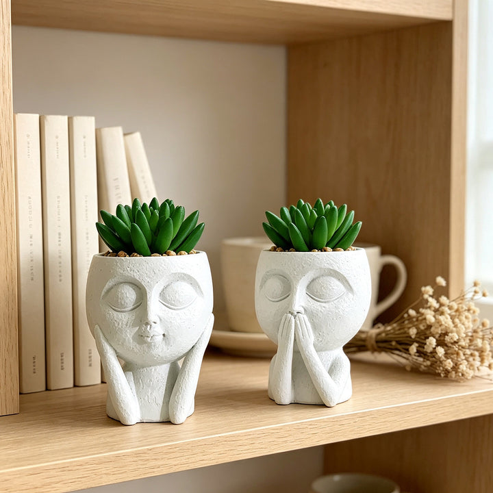 Plant pot with face motif