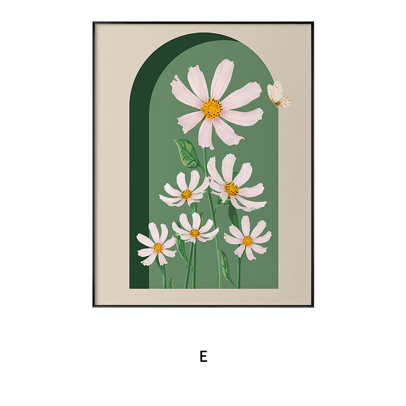 Decorative Framed Art Print with Abstract Floral Design