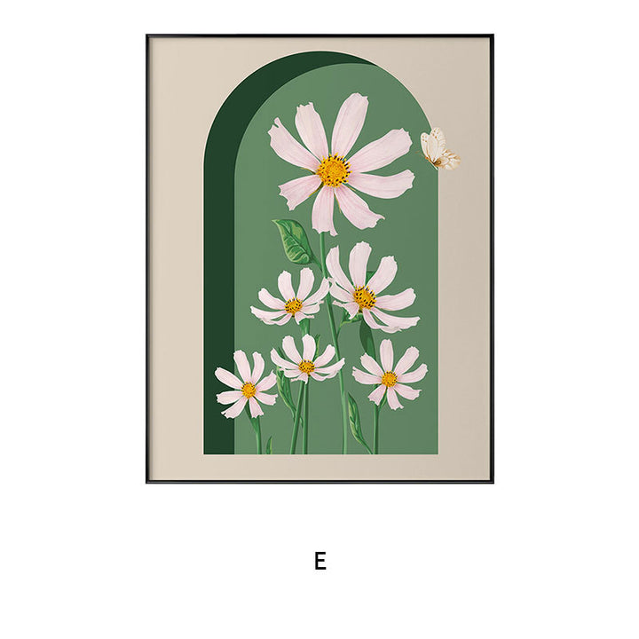 Decorative Framed Art Print with Abstract Floral Design