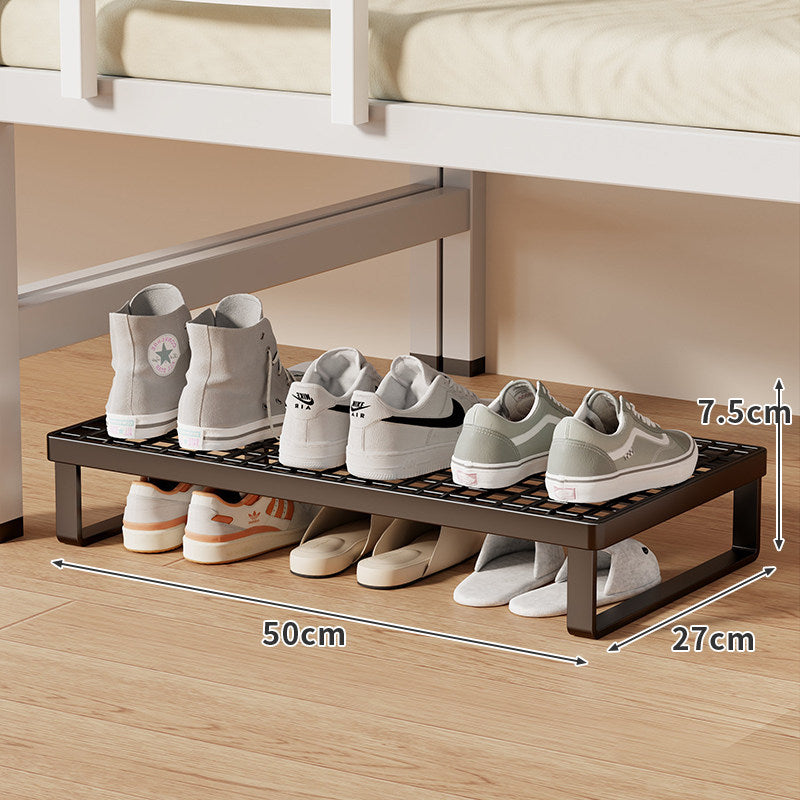 Low-Profile Stackable Shoe Riser Shelf with Ventilated Grid Top for Under-Bed and Entryway