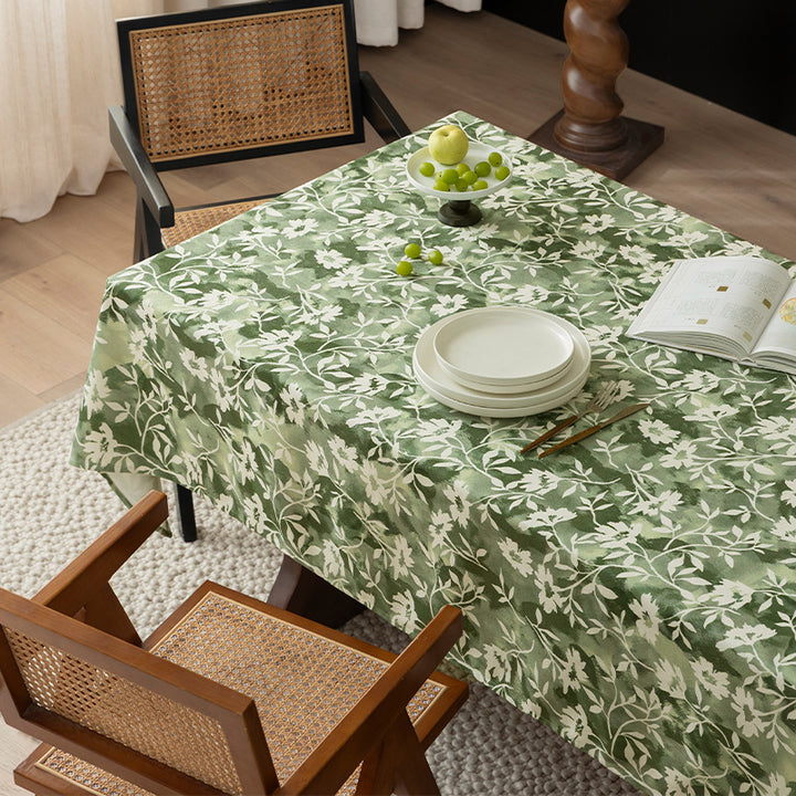Floral Wax-Coated Tablecloth with Anti-Stain Surface and Fine Texture