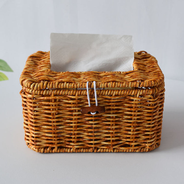 Handcrafted Woven Storage Organizer with Lid
