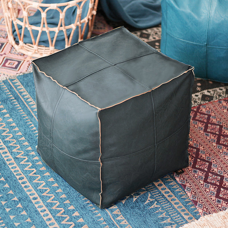 Faux Leather Upholstered Floor Pouf