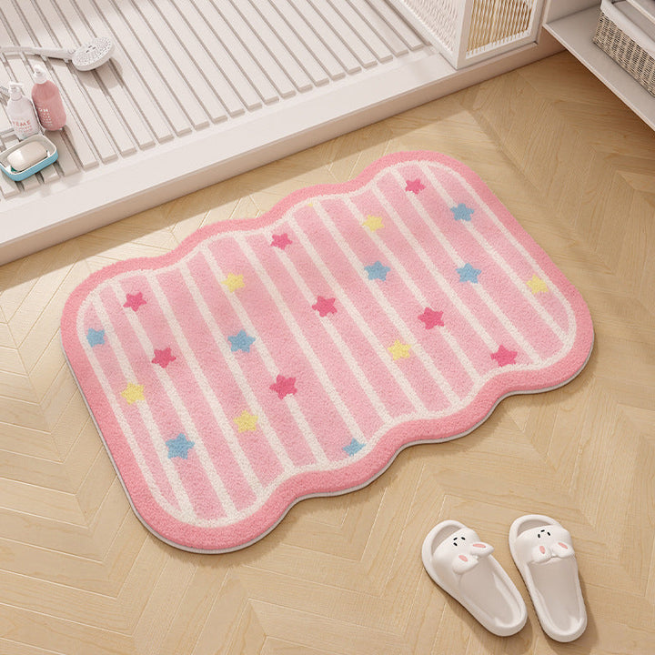 Rainbow-Themed Plush Memory Foam Bath Mat
