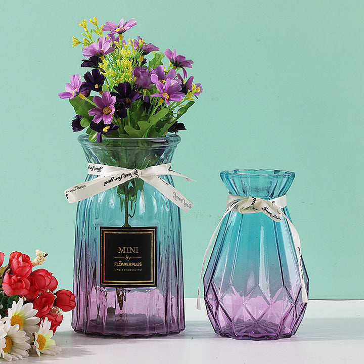 Geometric Patterned Glass Flower Vase