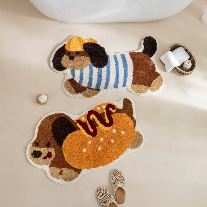 Shaped Dog Design Doormat made of Cotton Tufting with Anti-Slip Backing
