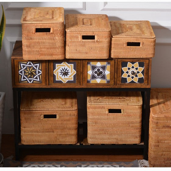 Storage box made of woven material
