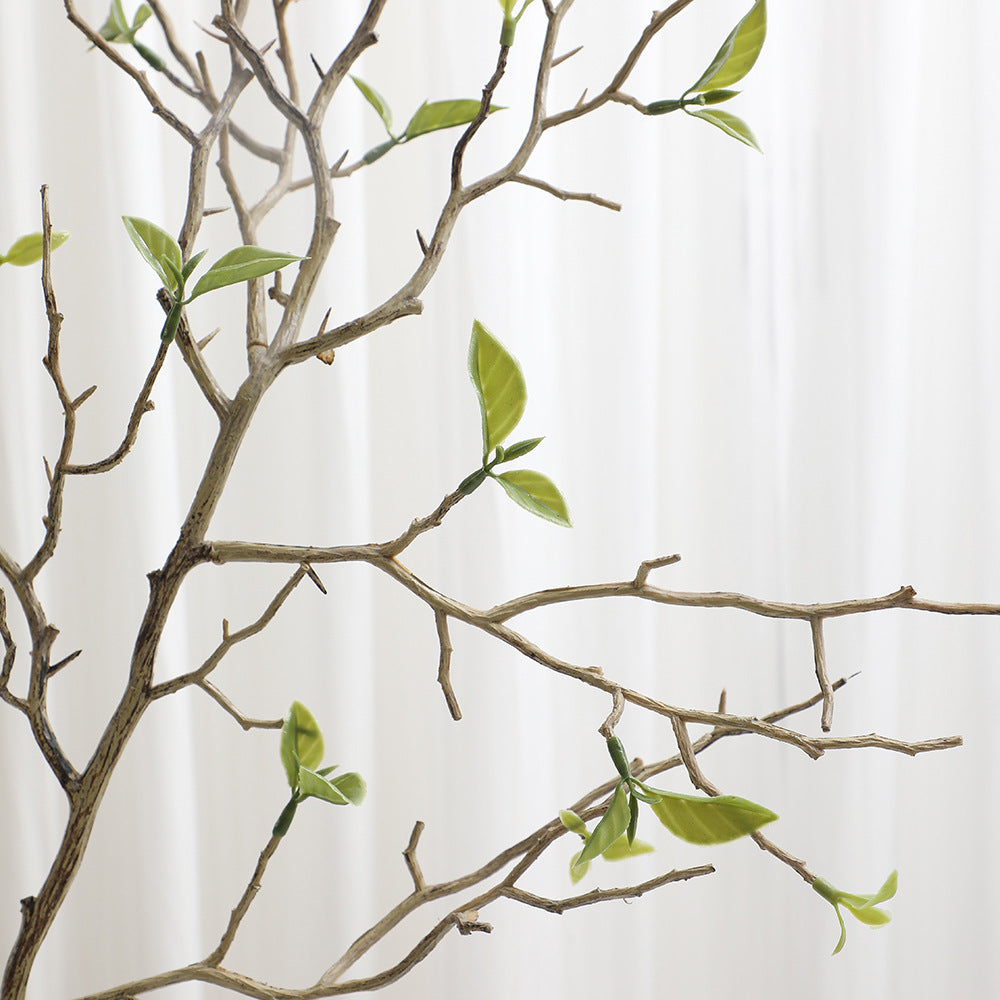 Decorative art branch with natural leaves