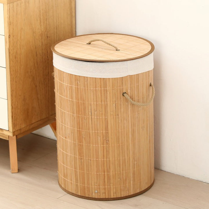 Elegant Laundry Basket Made of Bamboo with Practical Lid