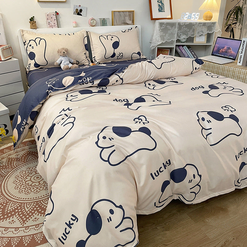 Playful Cartoon Dog-Themed Bedding Set