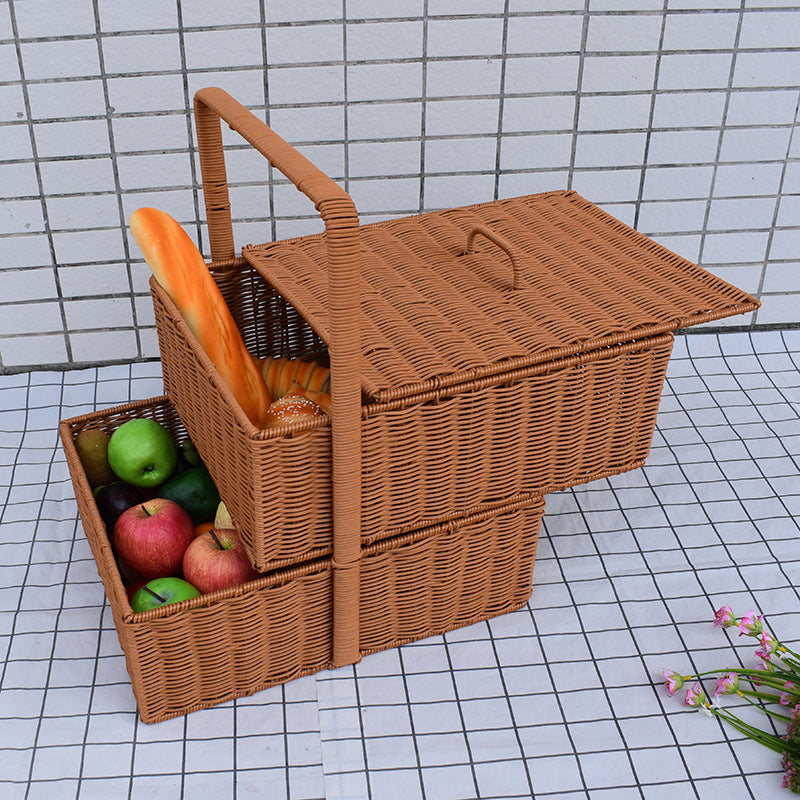 Multi-Functional Woven Storage Basket with Lid