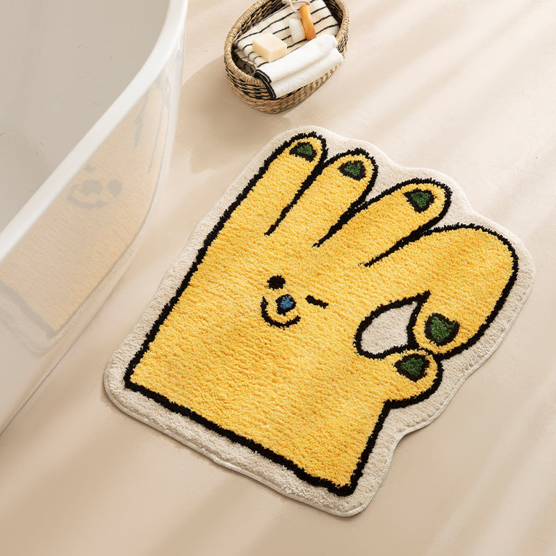 Funny hand-shaped bath mat made of non-slip microfiber plush
