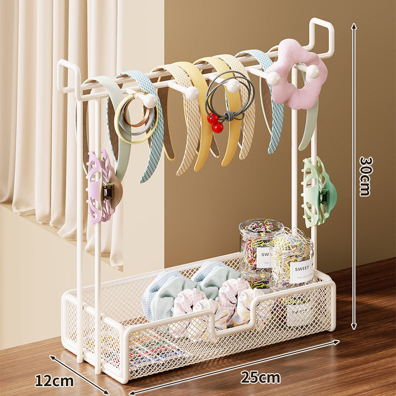 Headband and Hair Accessory Organizer Stand with Mesh Storage Tray