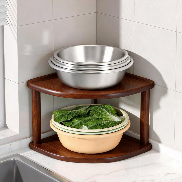Corner Three-Tier Metal Mesh Kitchen Countertop Organizer