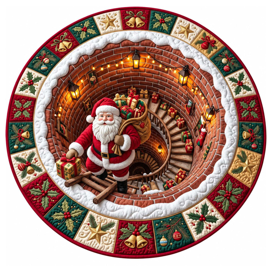 Festive Santa Claus Themed Round Mat for Home