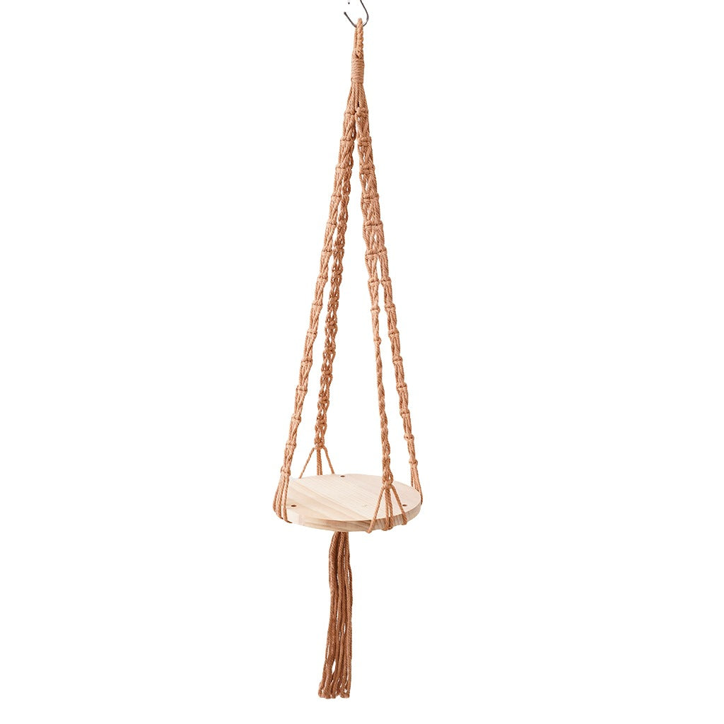 Macramé Hanging Wooden Shelf