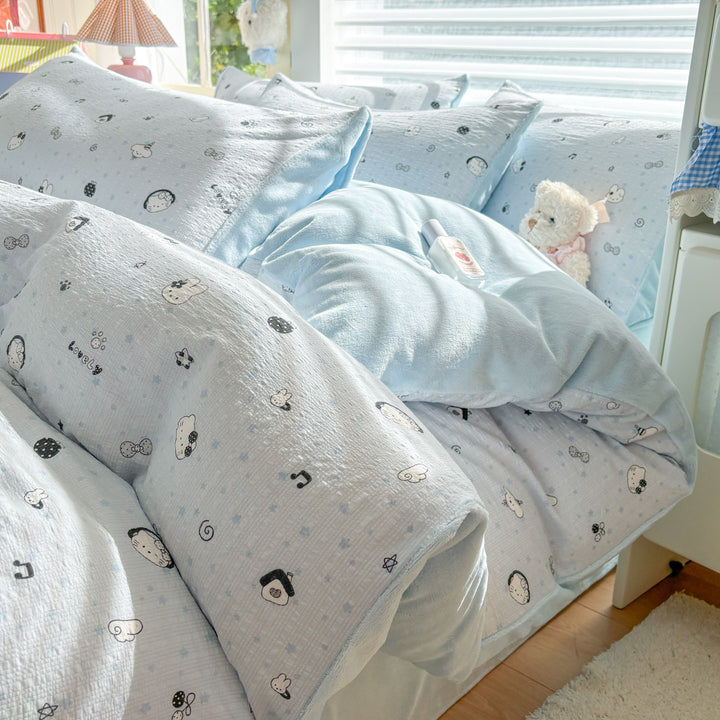Playful Cartoon Print Duvet Cover Set