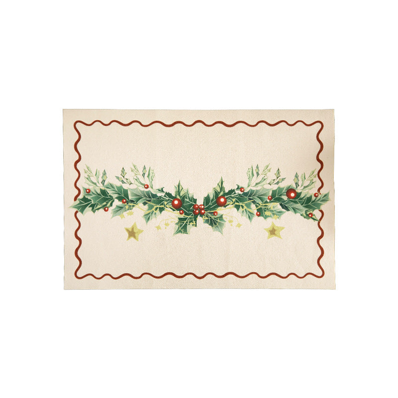 Christmas doormat with lettering and holly motif
