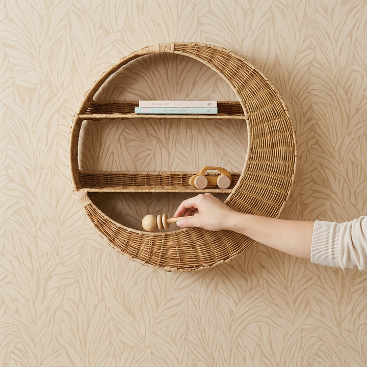 Wall shelf made of handcrafted willow material