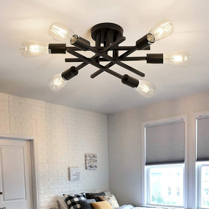 Modern Industrial Crossbar Four-Light Semi-Flush Ceiling Light