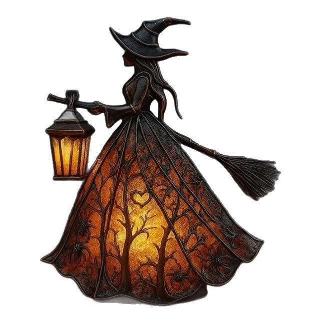 Halloween Witch Lantern Sculpture Table Lamp