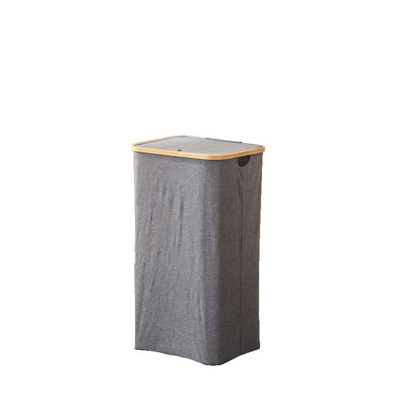 Laundry basket with removable lid and bamboo frame