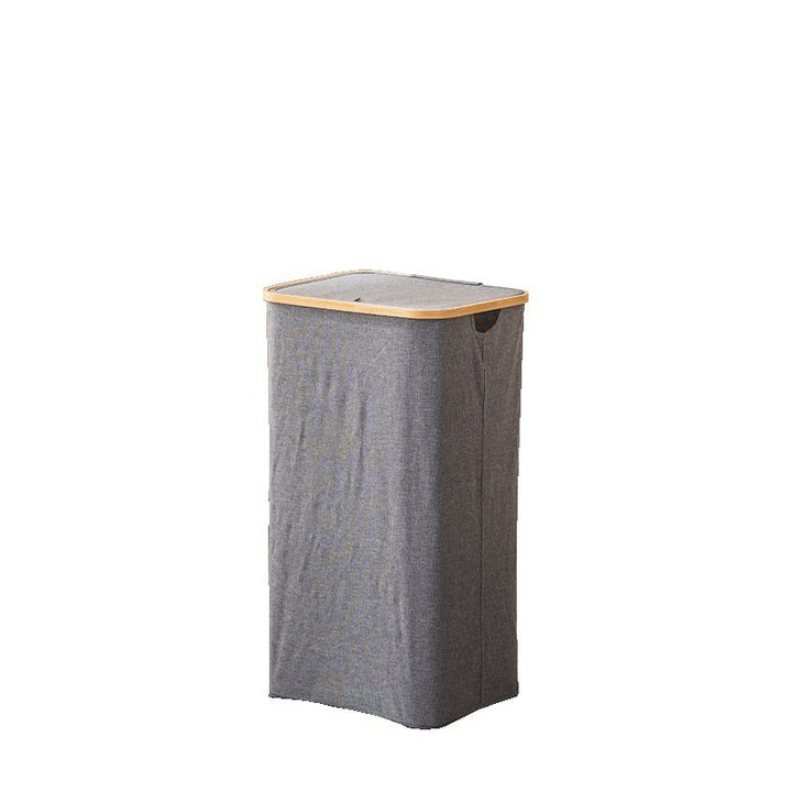 Laundry basket with removable lid and bamboo frame