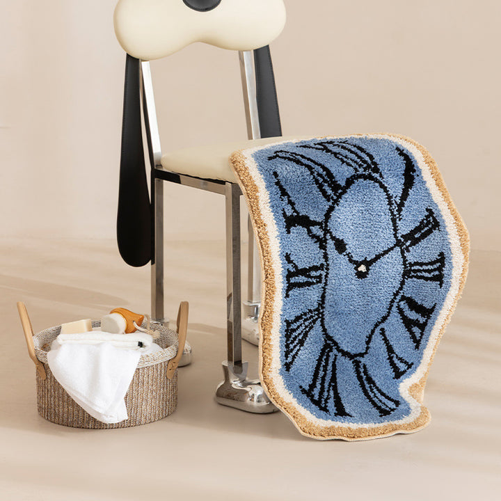 Decorative hand-tufted rug mat in organic clock shape