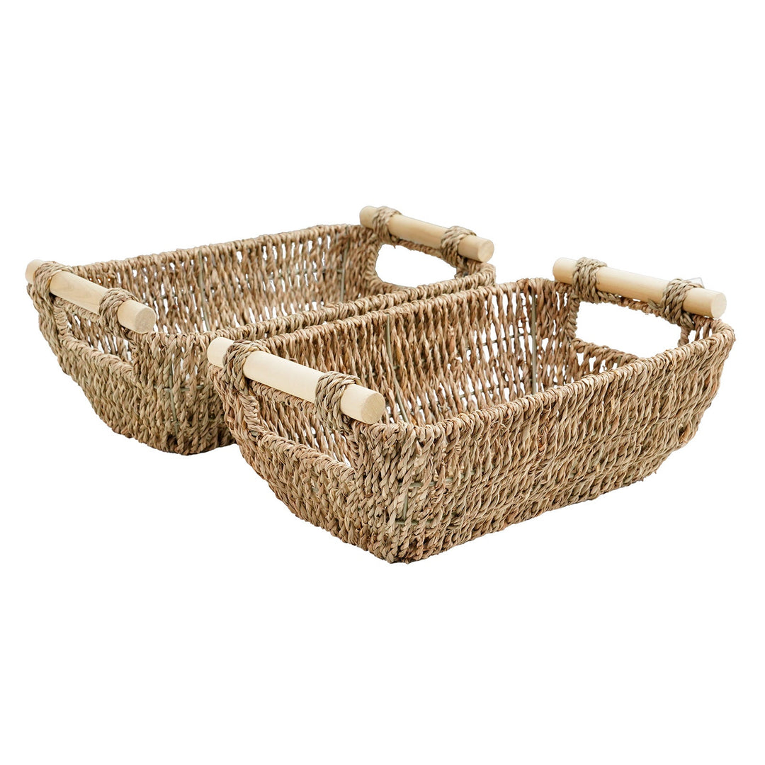 Natural Fiber Storage Basket with Handles