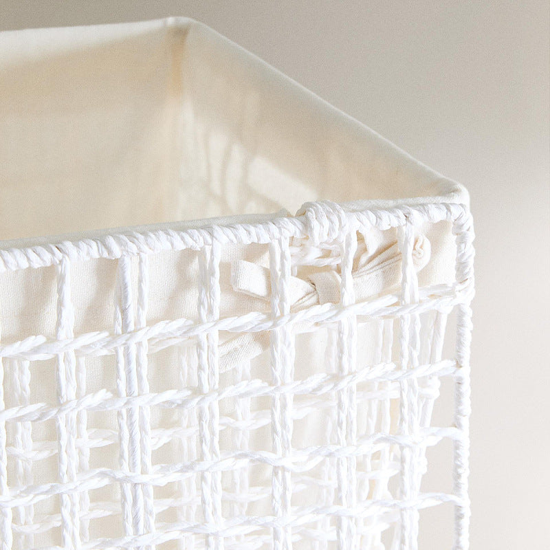 Modern laundry basket with embroidered pattern