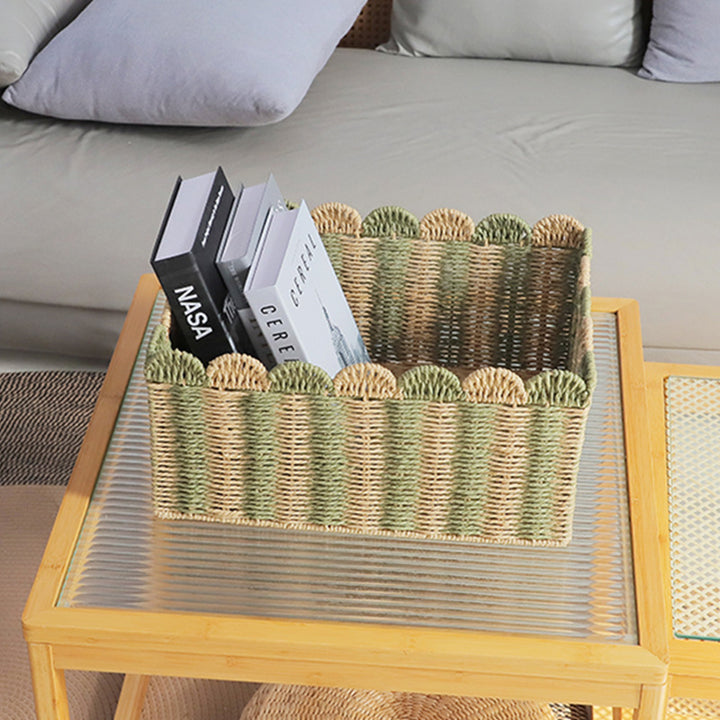 Storage basket with wave rim