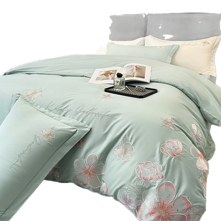 Embroidered Floral Duvet Cover Set