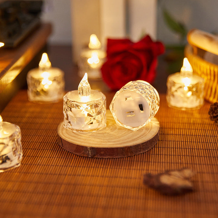 Decorative LED real wax candle in crystal look