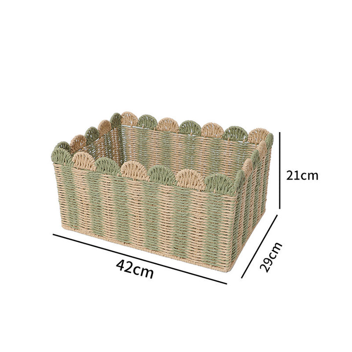 Storage basket with wave rim