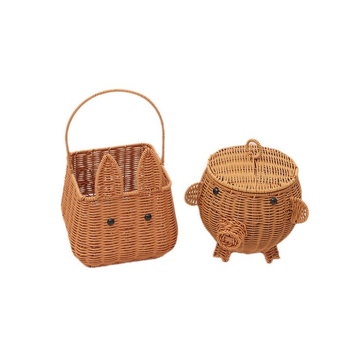 Decorative Animal-Shaped Woven Storage Basket