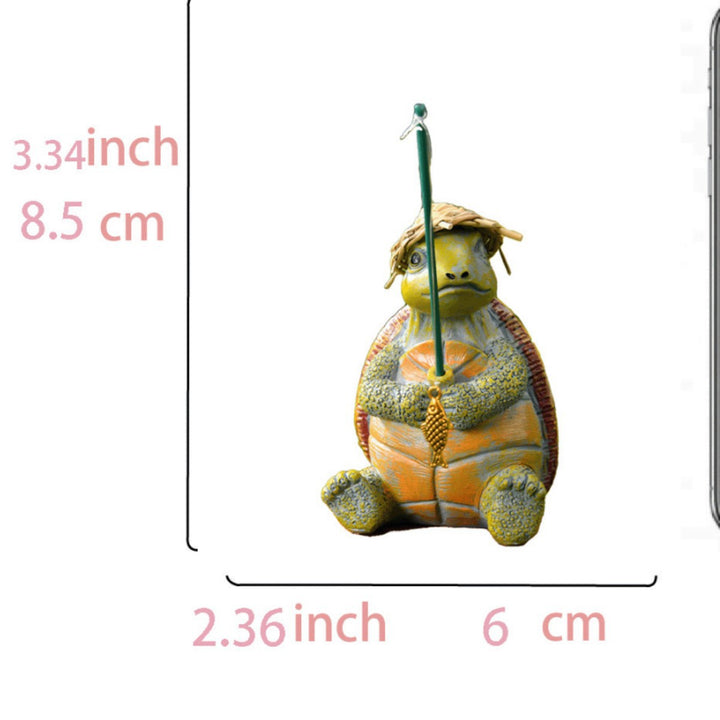 Playful Turtle Fishing Figurine