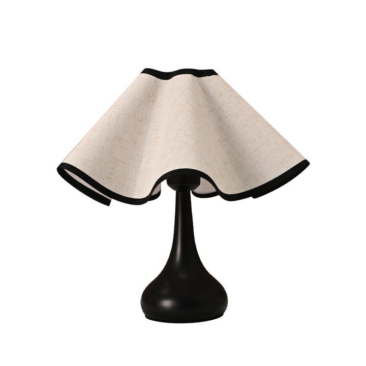 Elegant ruffled fabric shade nightstand lamp