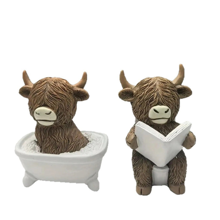 Whimsical Highland Cow Bath Figurine