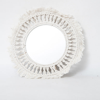 Beef Wall Mirror with Macrame Frame